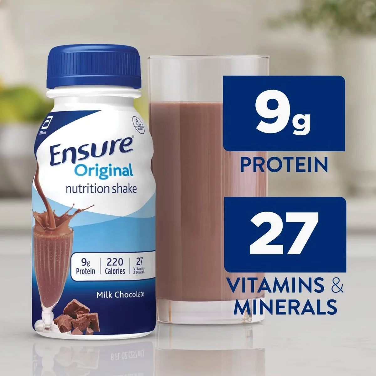 Ensure Original Nutrition Shake Milk Chocolate Non-Caffeinated - 16ct/128 fl oz: Kosher, Halal, Gluten-Free, Ready to Drink