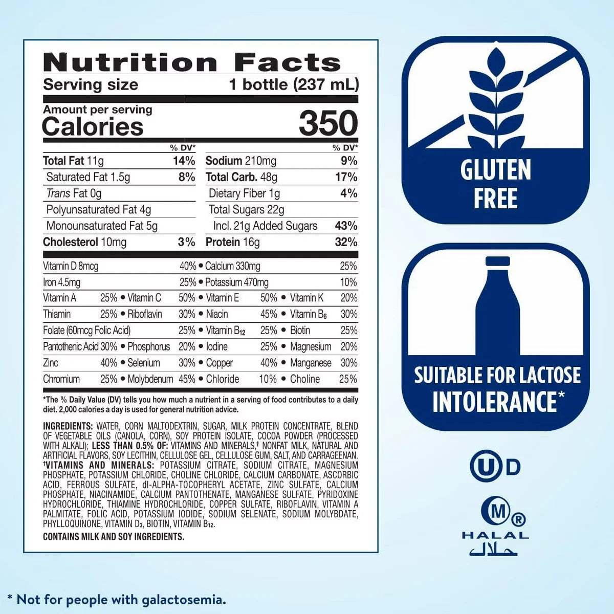 Ensure Plus Nutrition Shake Milk Chocolate Non-Caffeinated - 6 ct/48 fl oz: Kosher, Halal, Gluten-Free, 16g Protein