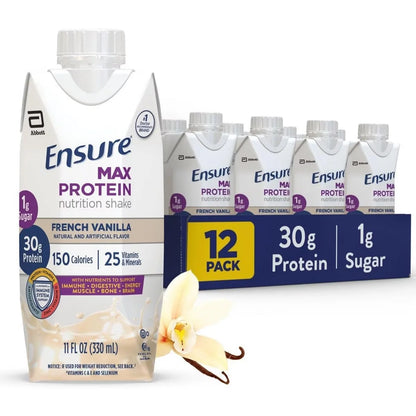 Ensure Max Protein Nutrition Shake, French Vanilla, 11 fl oz, 12 Count