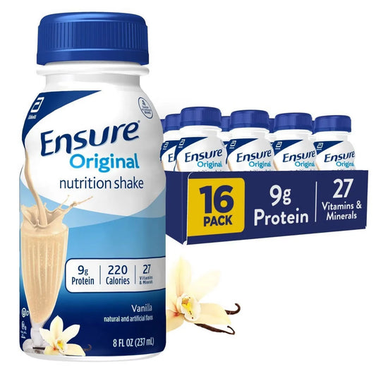 Ensure Original Nutrition Shake Vanilla Non-Caffeinated - 16ct/128 fl oz: Gluten-Free, Kosher, Halal, Ready to Drink