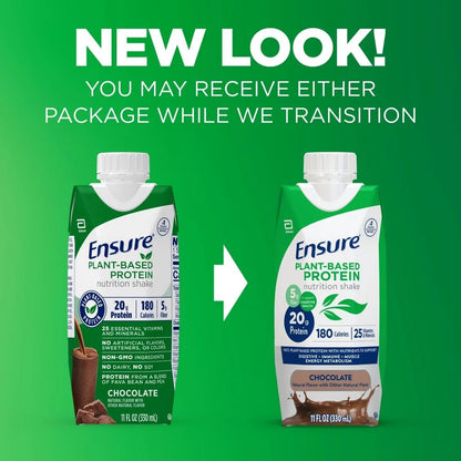 Ensure Plant-Based Protein Nutrition Shake, Chocolate, 11 fl oz, 12 Count