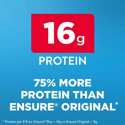 Ensure Plus Nutrition Shake Vanilla Non-Caffeinated- 128 fl oz/16ct: Kosher, Halal, Gluten-Free, Lactose Sensitivity, 16g Milk Protein