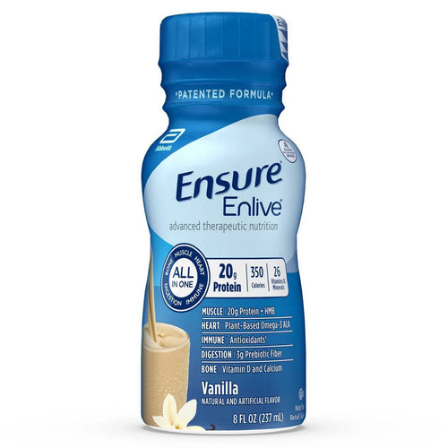 Ensure Enlive Advanced Nutrition Shake Vanilla Flavor for High Protein and Daily Nutrition Support, 8 oz, Case of 24