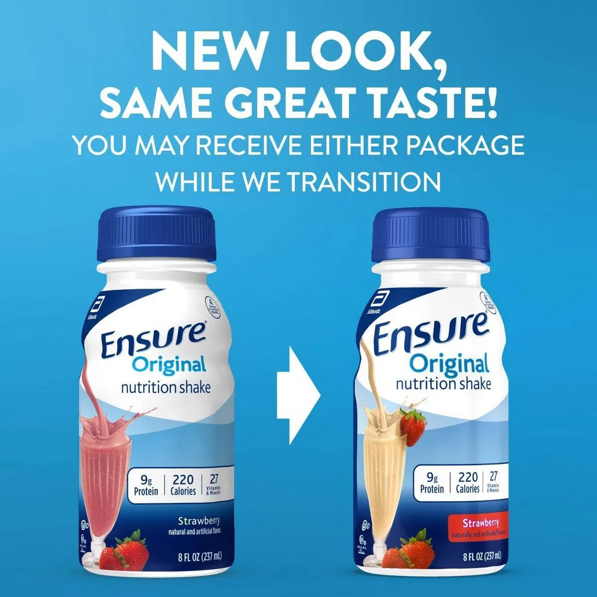 Ensure Original Nutrition Shake Strawberry Non-Caffeinated- 6ct/48 fl oz: Kosher, Halal, Gluten-Free, Ready to Drink