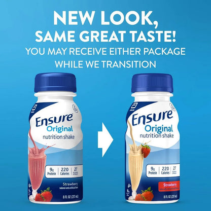 Ensure Original Nutrition Shake Strawberry Non-Caffeinated- 6ct/48 fl oz: Kosher, Halal, Gluten-Free, Ready to Drink