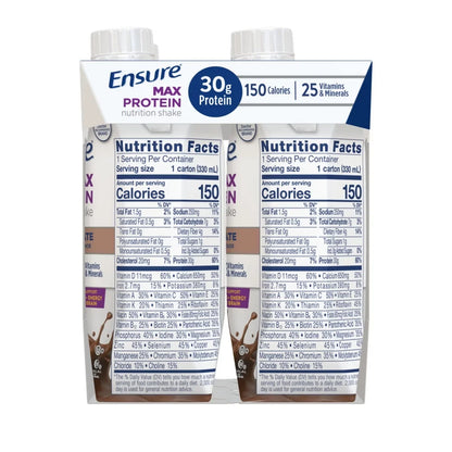 Ensure Max Protein Nutrition Shake, Milk Chocolate Flavor, Ready-to-Drink Protein Beverage, 11 oz Bottles, 4 Count