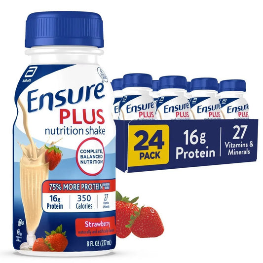 Ensure Plus Nutritional Shake, Strawberry, 8 oz, Case of 24