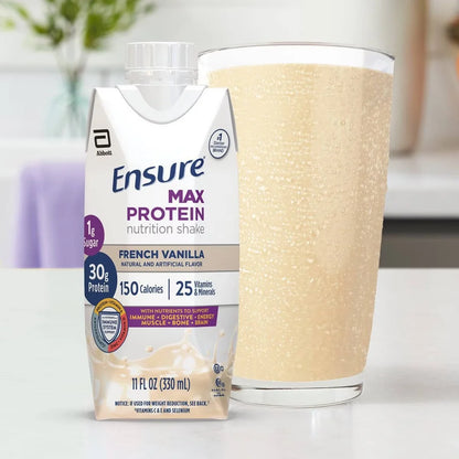 Ensure Max Protein Nutrition Shake French Vanilla Non-Caffeinated - 30g Protein - 11 fl oz /4pk