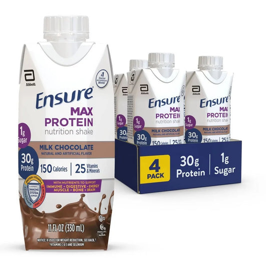 Ensure Max Protein Nutrition Shake Milk Chocolate Non-Caffeinated - 30g Protein - 11 fl oz/4pk