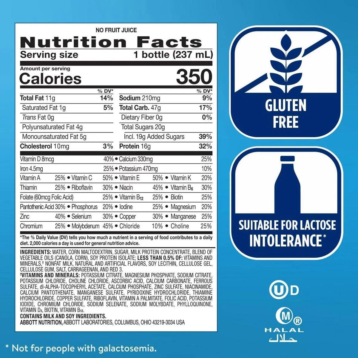 Ensure Plus Nutrition Shake Strawberry Non-Caffeinated - 8 fl oz/6pk: Kosher, Halal, Gluten-Free, Milk Protein