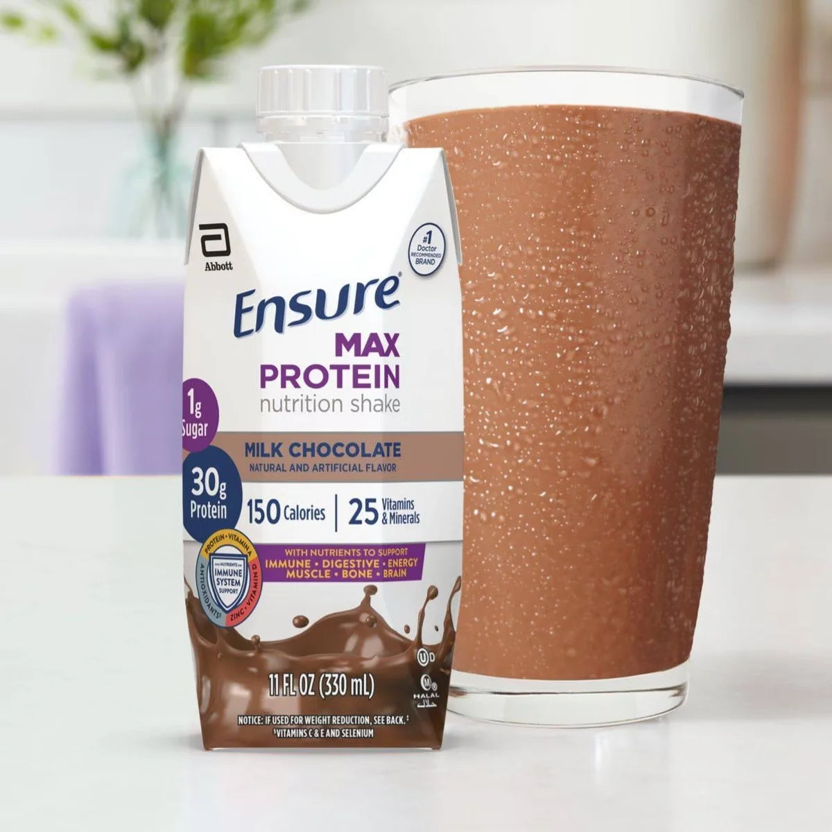 Ensure Max Protein Nutrition Shake Milk Chocolate Non-Caffeinated - 30g Protein - 11 fl oz/4pk