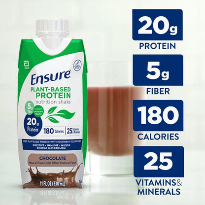 Ensure Plant-Based Protein Nutrition Shake, Chocolate, 11 fl oz, 12 Count