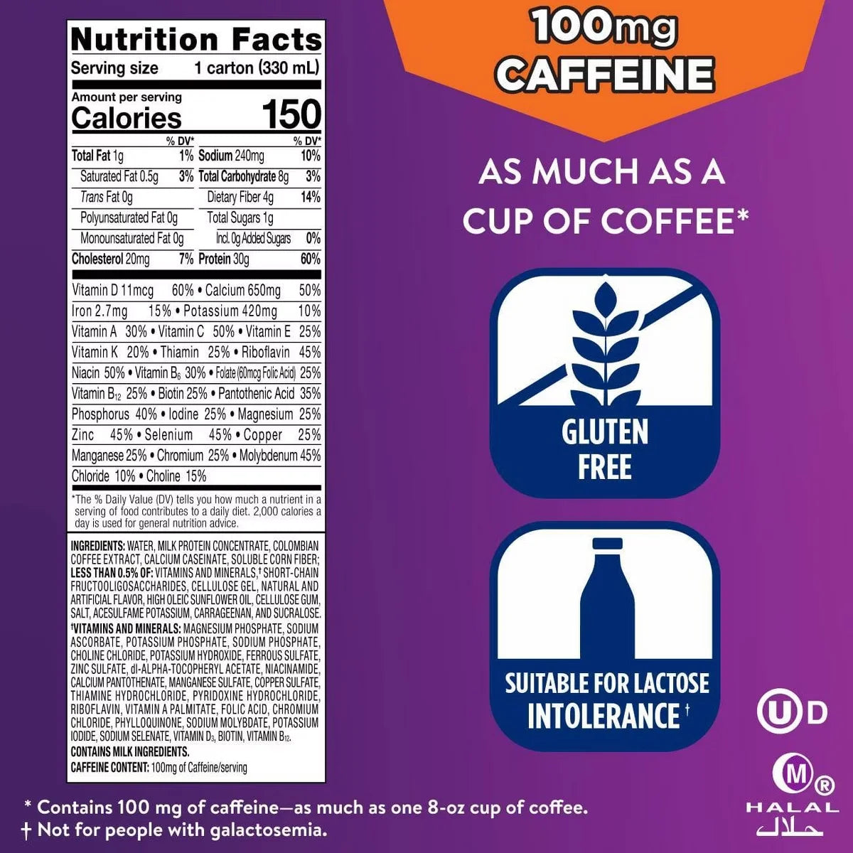 Ensure Max Protein Nutrition Shake Cafe Mocha Caffeinated - 30g Protein - 11 fl oz/4pk: Gluten-Free, Kosher, Halal, Meal Replacement