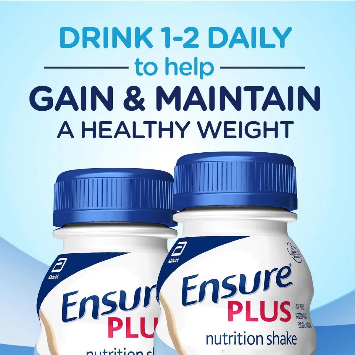 Ensure Plus Meal Replacement Nutrition Shake Bottles, Milk Chocolate, 16g Protein, 8 oz, Case of 24