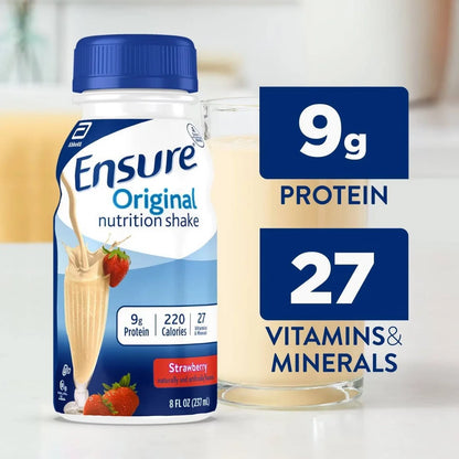 Ensure Original Nutrition Shake Strawberry Non-Caffeinated- 6ct/48 fl oz: Kosher, Halal, Gluten-Free, Ready to Drink