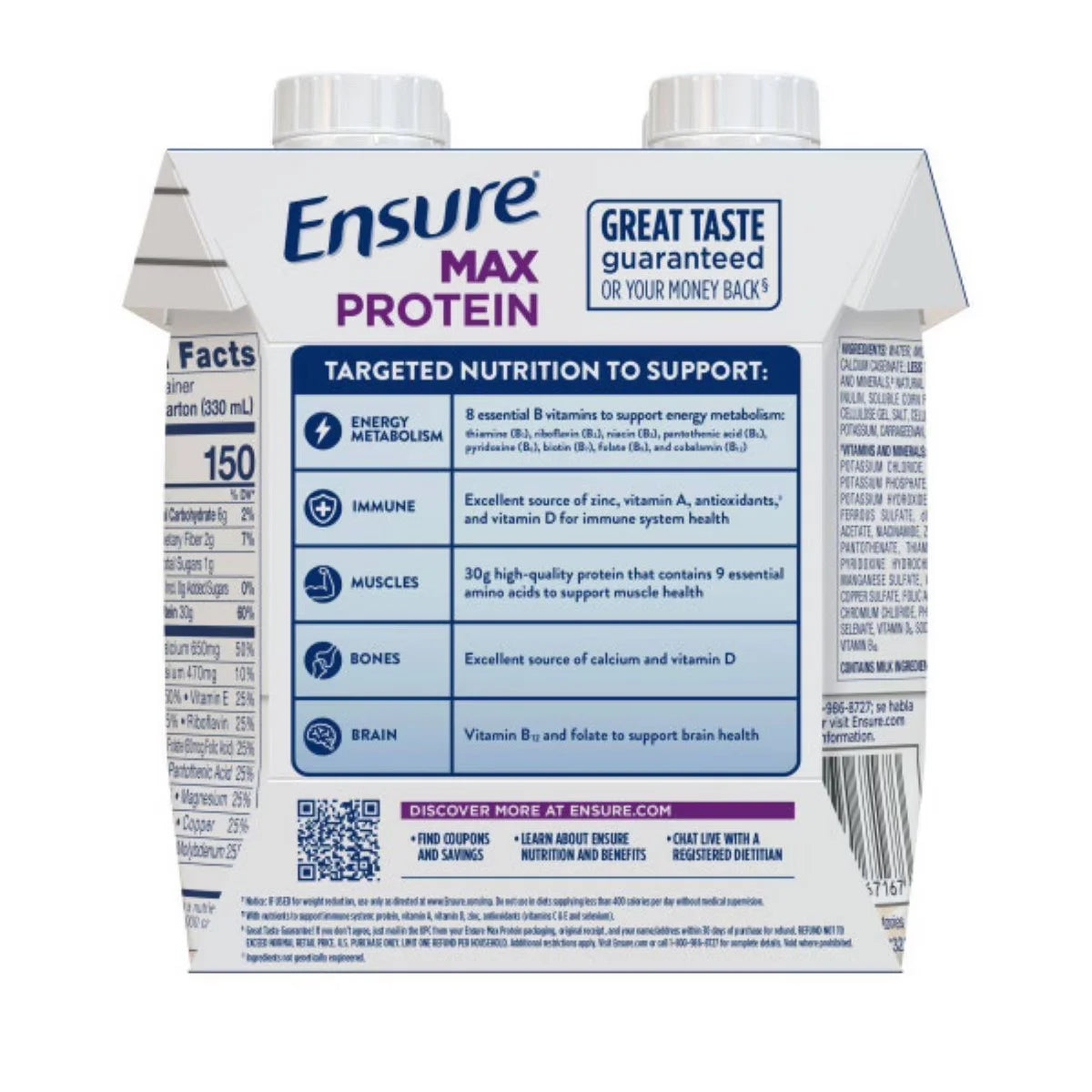 Ensure Max Protein Nutrition Shake French Vanilla Non-Caffeinated - 30g Protein - 11 fl oz /4pk
