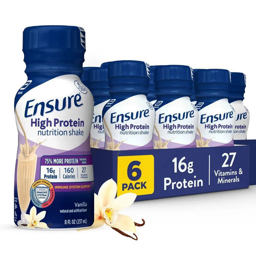 Ensure High Protein Shake Vanilla Non-Caffeinated - 6ct/48 fl oz: Kosher, Halal, Gluten-Free, Lactose Sensitivity