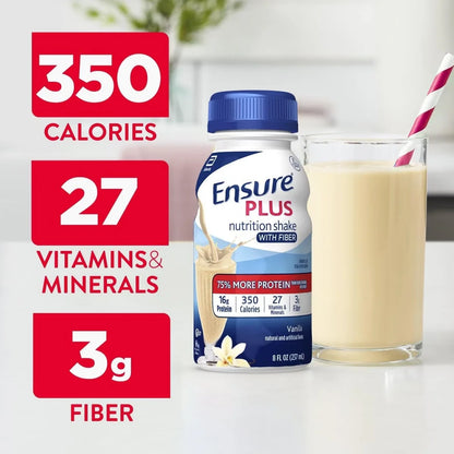 Ensure Plus Nutritional Shake Vanilla, 8 oz, Case of 24