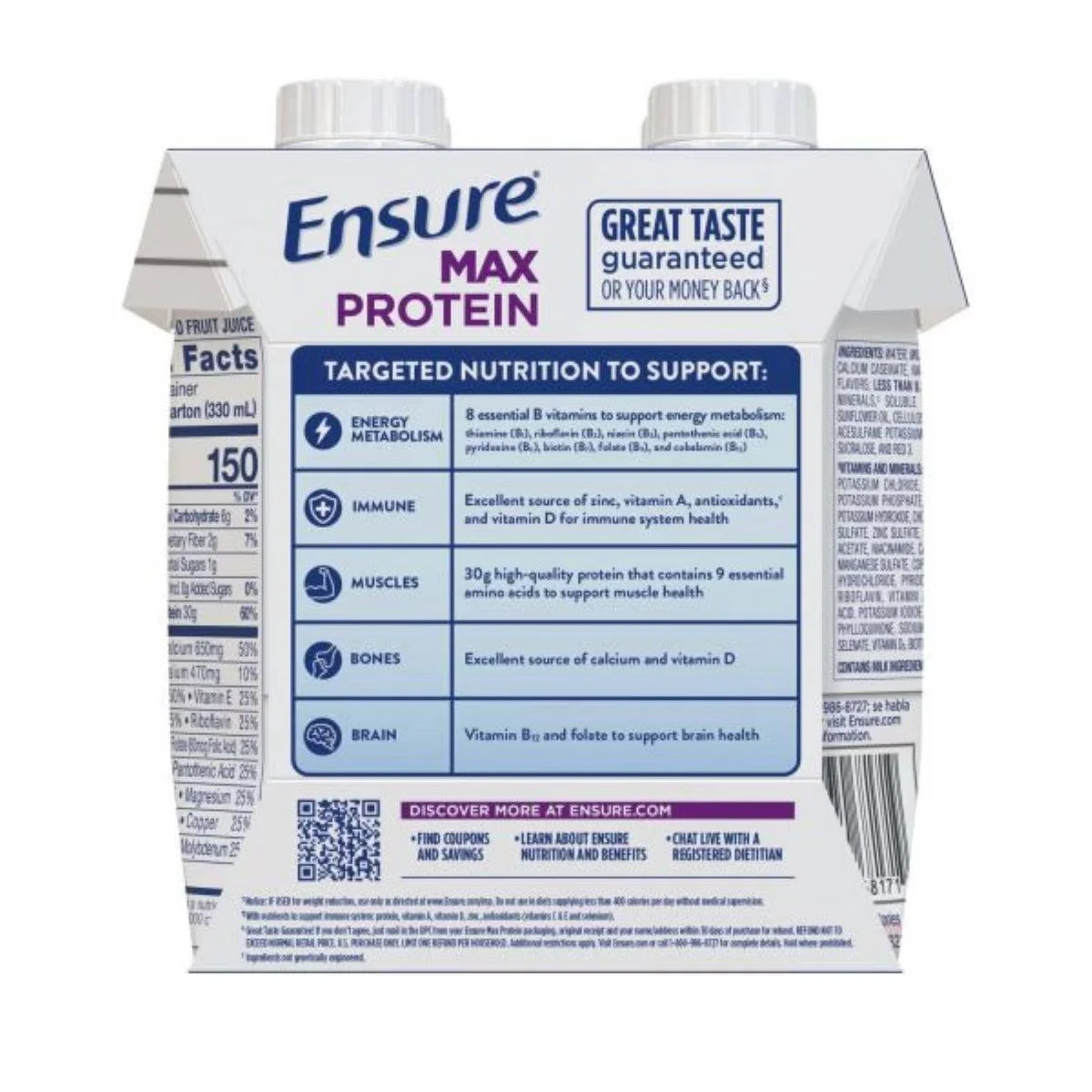 Ensure Max Protein Nutrition Shake Creamy Strawberry Non-Caffeinated - 30g Protein - 11 fl oz/4pk: Kosher, Halal, Gluten-Free, Lactose Sensitivity