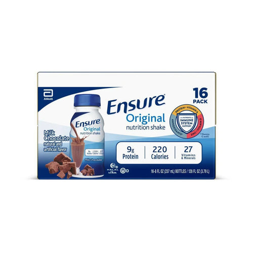 Ensure Original Nutrition Shake Milk Chocolate Non-Caffeinated - 16ct/128 fl oz: Kosher, Halal, Gluten-Free, Ready to Drink