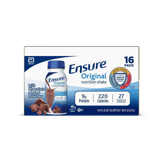 Ensure Original Nutrition Shake Milk Chocolate Non-Caffeinated - 16ct/128 fl oz: Kosher, Halal, Gluten-Free, Ready to Drink